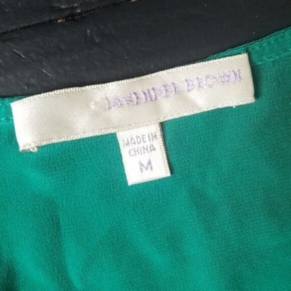 Lavender Brown Green 100% Silk Blouse - Picture 4 of 10